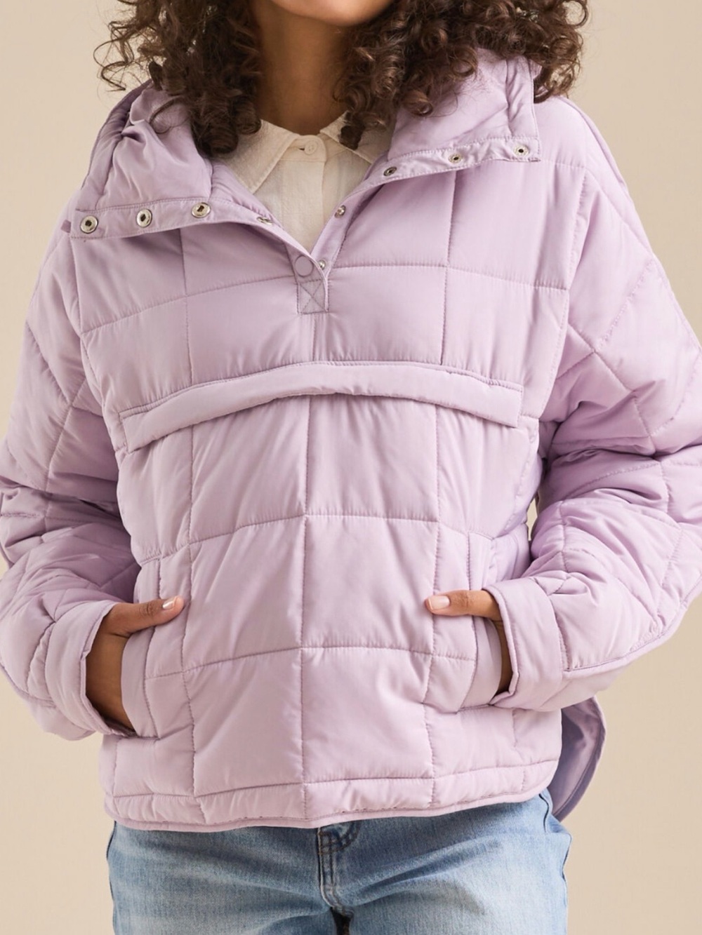 Lavendar Quilted Pullover Puffer Jacket Sz S